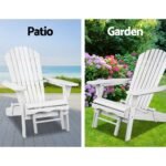 Gardeon Sun Lounge Outdoor Chairs Wooden Foldable Patio Furniture Adirondack White - Image 4