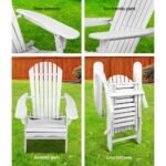 Gardeon Sun Lounge Outdoor Chairs Wooden Foldable Patio Furniture Adirondack White - Image 6