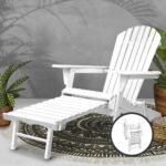 Gardeon Sun Lounge Outdoor Chairs Wooden Foldable Patio Furniture Adirondack White - Image 7