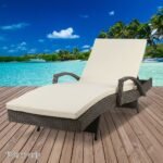 Gardeon Sun Lounge Wicker Lounger Outdoor Furniture Beach Chair Patio Adjustable Cushion Grey&Beige - Image 6