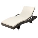 Gardeon Sun Lounge Wicker Lounger Outdoor Furniture Beach Chair Patio Adjustable Cushion Grey&Beige - Image 8