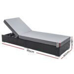 Gardeon Sun Lounge Wicker Lounger Outdoor Furniture Day Bed Adjustable Rattan Garden Cover - Image 2