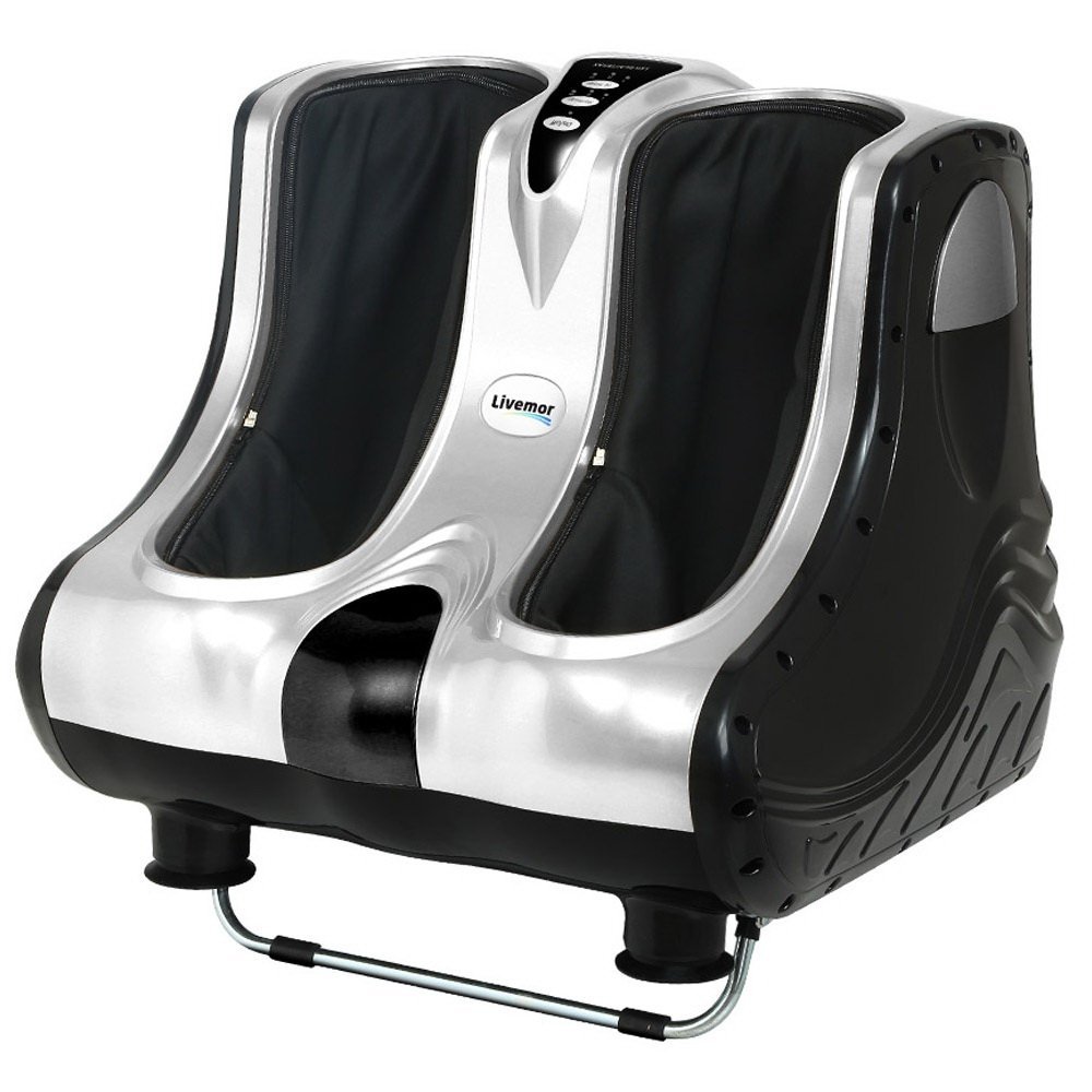 FOOT-MASSAGE-LF03-SI-00 Livemor Foot Massager Ankle Calf Leg Massagers Shiatsu Kneading Rolling Silver - Image 1