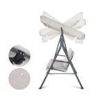 Gardeon Outdoor Swing Chair Garden Chair Bench Furniture Canopy 3 Seater Beige - Image 3
