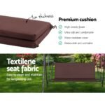 Gardeon Outdoor Swing Chair Garden Chair Bench Furniture Canopy 3 Seater Brown - Image 5
