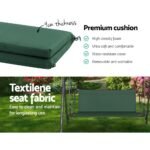 Gardeon Outdoor Swing Chair Garden Chair Bench Furniture Canopy 3 Seater Green - Image 5