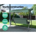 Gardeon Outdoor Swing Chair Garden Chair Bench Furniture Canopy 3 Seater Green - Image 6
