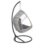 Gardeon Outdoor Egg Swing Chair Wicker Furniture Pod Stand Armrest Light Grey - Image 3