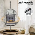 Gardeon Outdoor Egg Swing Chair Wicker Furniture Pod Stand Armrest Light Grey - Image 6