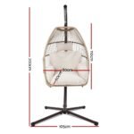 Gardeon Outdoor Egg Swing Chair Hanging Chair Wicker Rope Pod Stand Cushion Latte - Image 2