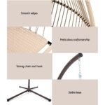 Gardeon Outdoor Egg Swing Chair Hanging Chair Wicker Rope Pod Stand Cushion Latte - Image 6