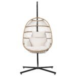 Gardeon Outdoor Egg Swing Chair Wicker Rope Furniture Pod Stand Foldable Yellow - Image 3