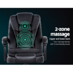 Artiss Electric Massage Office Chairs PU Leather Recliner Computer Gaming Seat Black - Image 4