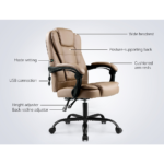 Artiss Massage Office Chair PU Leather Recliner Computer Gaming Chairs Espresso - Image 4