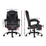 Artiss 2 Point Massage Office Chair PU Leather Footrest Black - Image 2