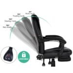 Artiss 2 Point Massage Office Chair PU Leather Footrest Black - Image 4