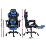 Artiss 2 Point Massage Gaming Office Chair Footrest Blue - Image 2