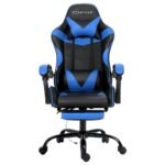 Artiss 2 Point Massage Gaming Office Chair Footrest Blue - Image 3