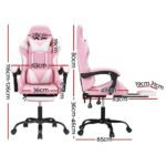 Artiss 2 Point Massage Gaming Office Chair Footrest Pink - Image 2