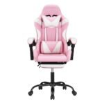 Artiss 2 Point Massage Gaming Office Chair Footrest Pink - Image 3