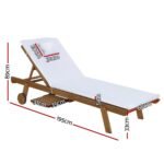 Gardeon Sun Lounge Wooden Lounger Outdoor Furniture Day Bed Wheels Patio White - Image 2