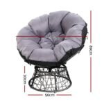 Gardeon Outdoor Lounge Setting Furniture Wicker Papasan Chairs Table Patio Grey - Image 2