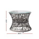 Gardeon Outdoor Lounge Setting Furniture Wicker Papasan Chairs Table Patio Grey - Image 3