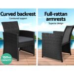 Gardeon 4 PCS Outdoor Sofa Set with Storage Cover Rattan Chair Furniture Black - Image 5