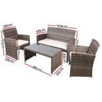 Gardeon 4 PCS Outdoor Sofa Set with Storage Cover Rattan Chair Furniture Grey - Image 2