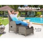 Gardeon Recliner Chair Sun lounge Wicker Lounger Outdoor Furniture Patio Adjustable Grey - Image 4