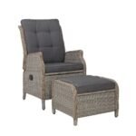 Gardeon Recliner Chair Sun lounge Wicker Lounger Outdoor Furniture Patio Adjustable Grey - Image 7