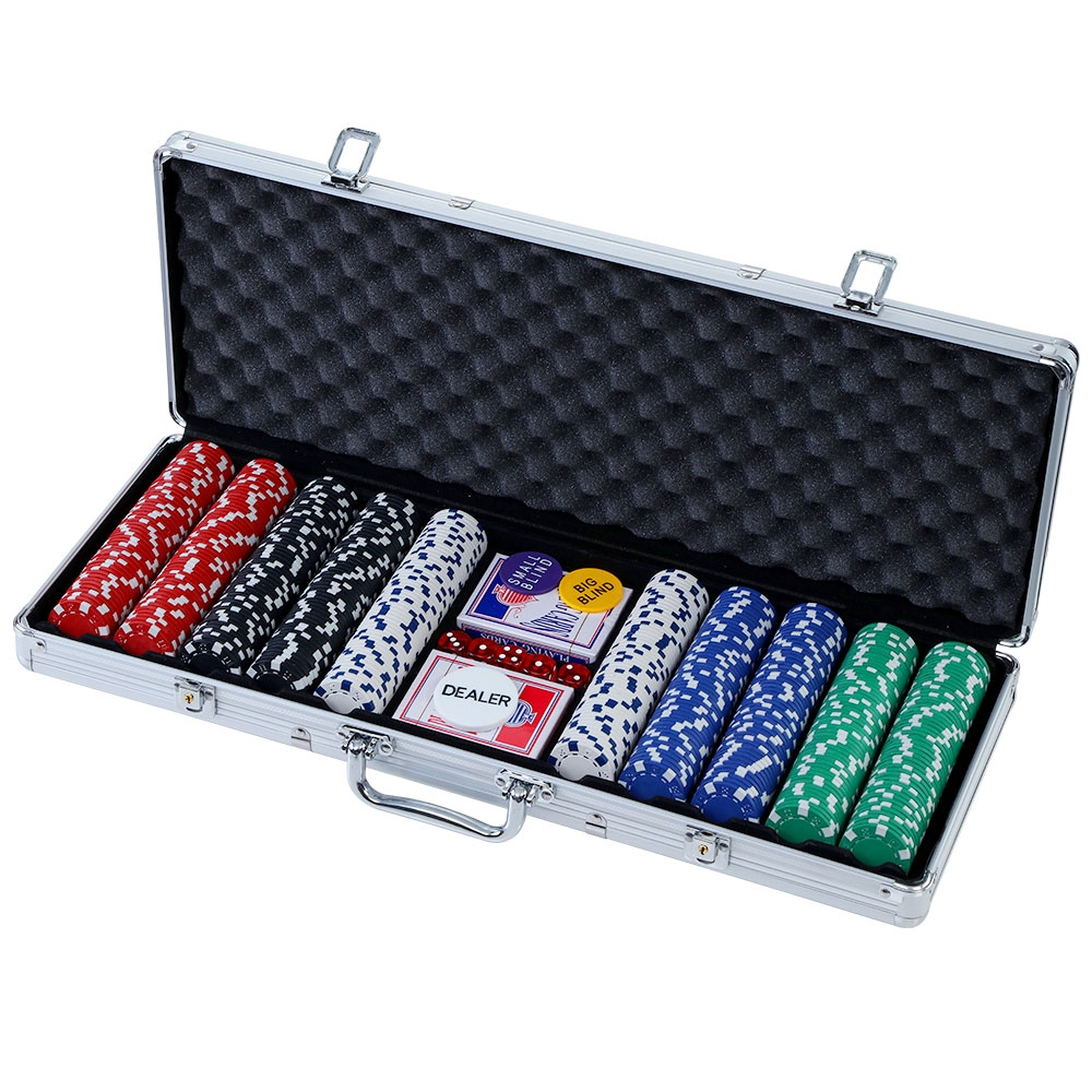 PCS-RCO-500-00 Poker Chip Set 500PC Chips TEXAS HOLD'EM Casino Gambling Dice Cards - Image 1