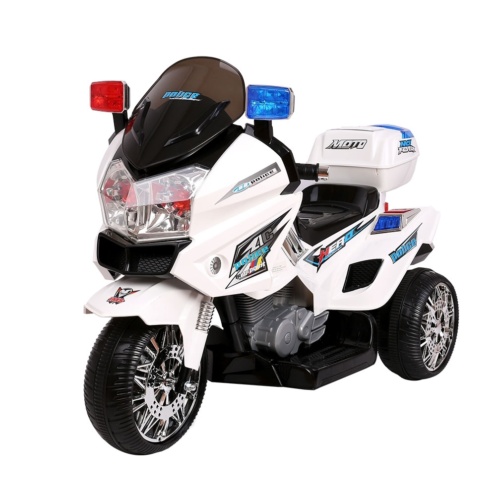 RCAR-MBIKE-POLICE-WH-00 Rigo Kids Ride On Motorbike Motorcycle Car White - Image 1
