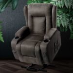 Artiss Recliner Chair Lift Assist Heated Massage Chair Velvet Rukwa - Image 7