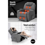 Artiss Electric Massage Chair Recliner Sofa Lift Motor Armchair Heating Fabric - Image 5