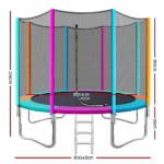 10FT Trampoline Round Trampolines Kids Safety Net Enclosure Pad Outdoor Gift Multi-coloured - Image 2