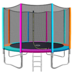 12FT Trampoline Round Trampolines Kids Safety Net Enclosure Pad Outdoor Gift Multi-coloured