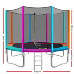 12FT Trampoline Round Trampolines Kids Safety Net Enclosure Pad Outdoor Gift Multi-coloured - Image 2