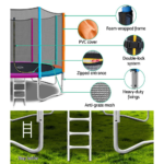 12FT Trampoline Round Trampolines Kids Safety Net Enclosure Pad Outdoor Gift Multi-coloured - Image 3