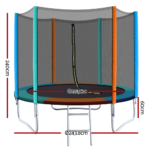 8FT Trampoline Round Trampolines Kids Safety Net Enclosure Pad Outdoor Gift Multi-coloured - Image 3