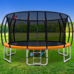 Everfit 16FT Trampoline Round Trampolines With Basketball Hoop Kids Present Gift Enclosure Safety Net Pad Outdoor Orange - Image 4