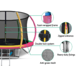 Everfit 8FT Trampoline Round Trampolines Kids Present Gift Enclosure Safety Net Pad Outdoor Multi-coloured - Image 2