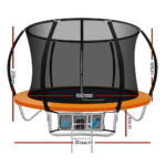 Everfit 8FT Trampoline Round Trampolines Kids Present Gift Enclosure Safety Net Pad Outdoor Orange - Image 3
