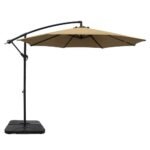 Instahut 3m Umbrella w/Base Outdoor Cantilever Beach Garden Patio Parasol Beige - Image 2
