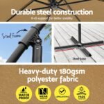 Instahut 3m Umbrella w/Base Outdoor Cantilever Beach Garden Patio Parasol Beige - Image 5