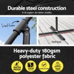 Instahut 3m Umbrella w/Base Outdoor Cantilever Beach Garden Patio Parasol Black - Image 5