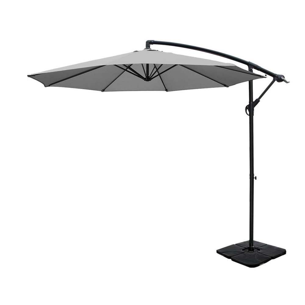 UMB-BAN-50N-COM-GR-186236-00 Instahut Umbrella Outdoor Umbrellas Cantilever Sun Stand UV Garden Base Grey 3M - Image 1