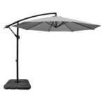 Instahut Umbrella Outdoor Umbrellas Cantilever Sun Stand UV Garden Base Grey 3M - Image 2