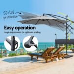 Instahut Umbrella Outdoor Umbrellas Cantilever Sun Stand UV Garden Base Grey 3M - Image 4
