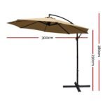 Instahut 3m Outdoor Umbrella Cantilever Beach Garden Patio Beige - Image 2